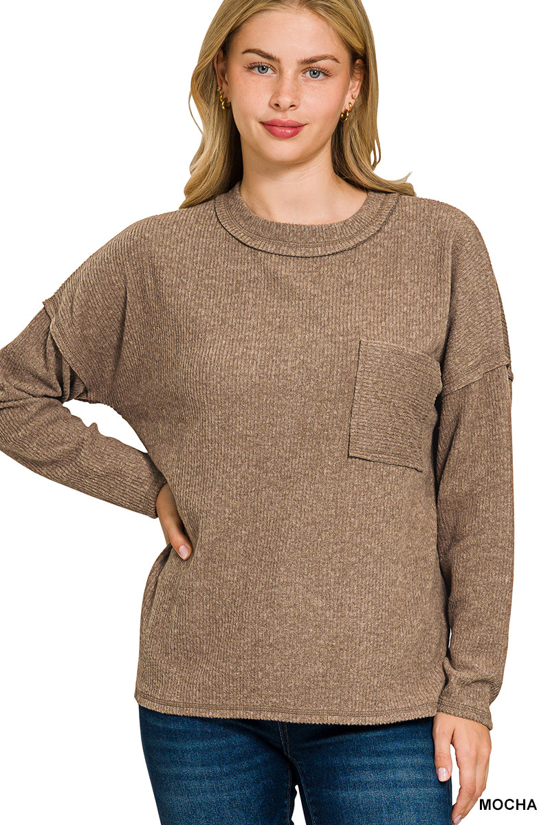 Ribbed Hacci Pocket Sweater