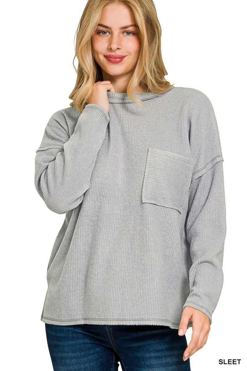 Ribbed Hacci Pocket Sweater