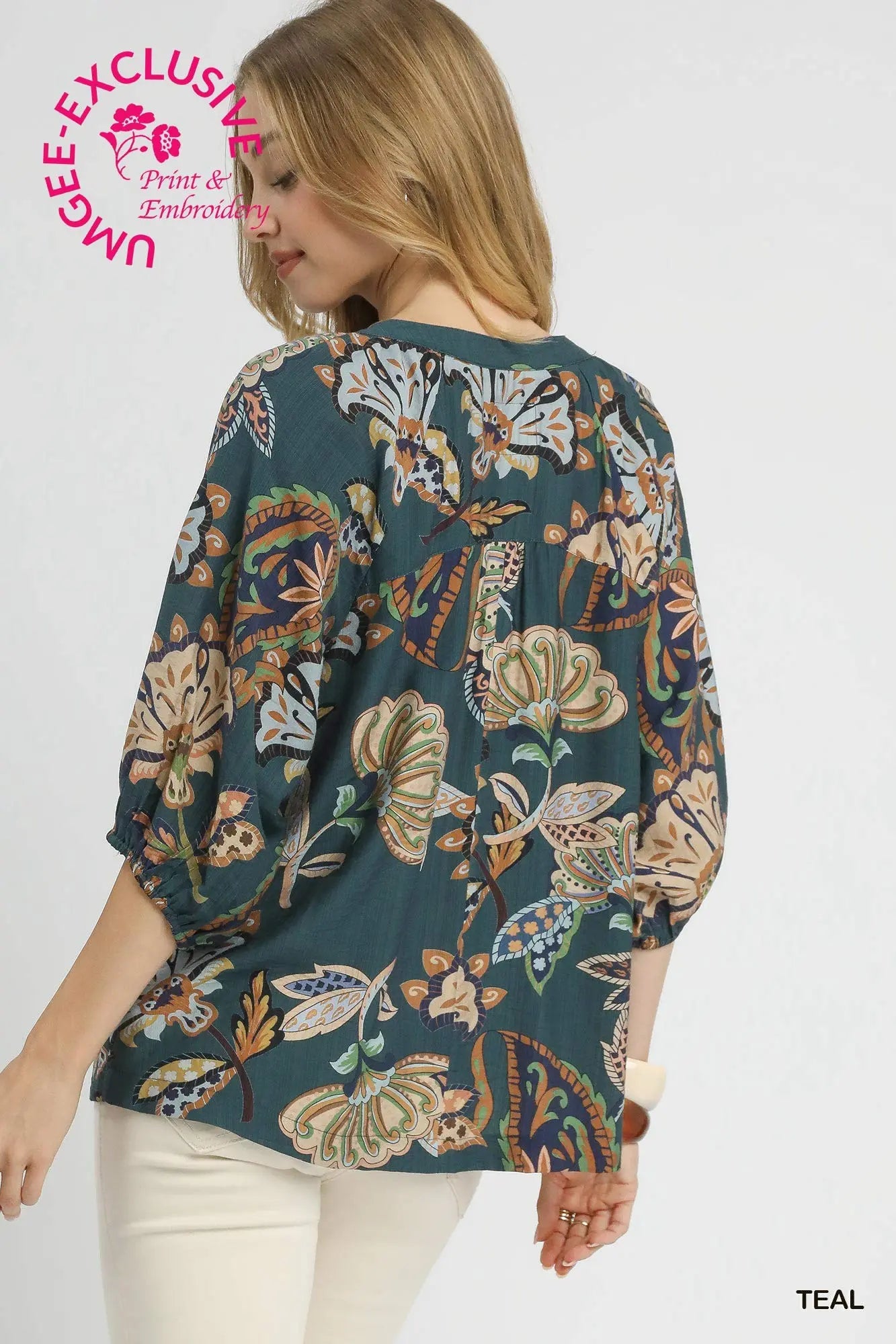 Teal Paisley Blouse
