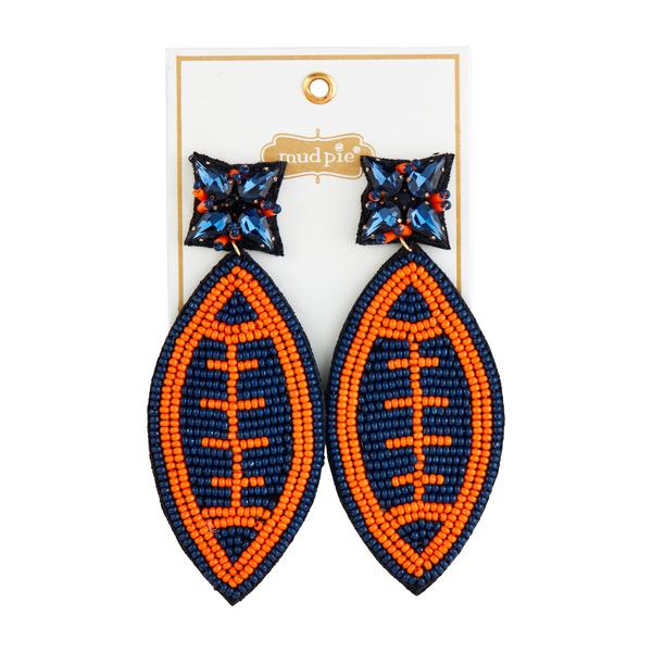 Orange/Navy Football Earrings
