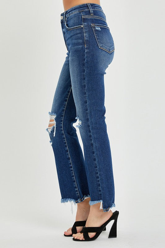 Distressed Cropped Flare Jeans