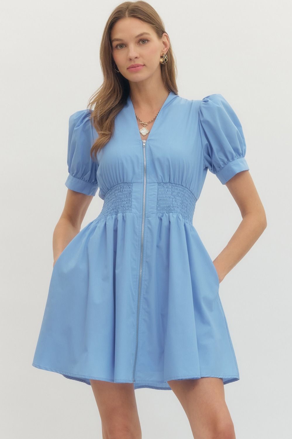 Chambray Zipped Dress