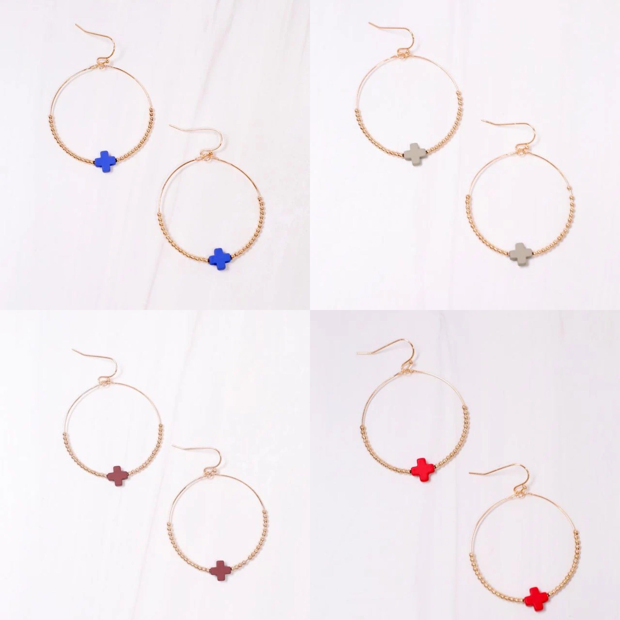 Hoop Cross Earrings
