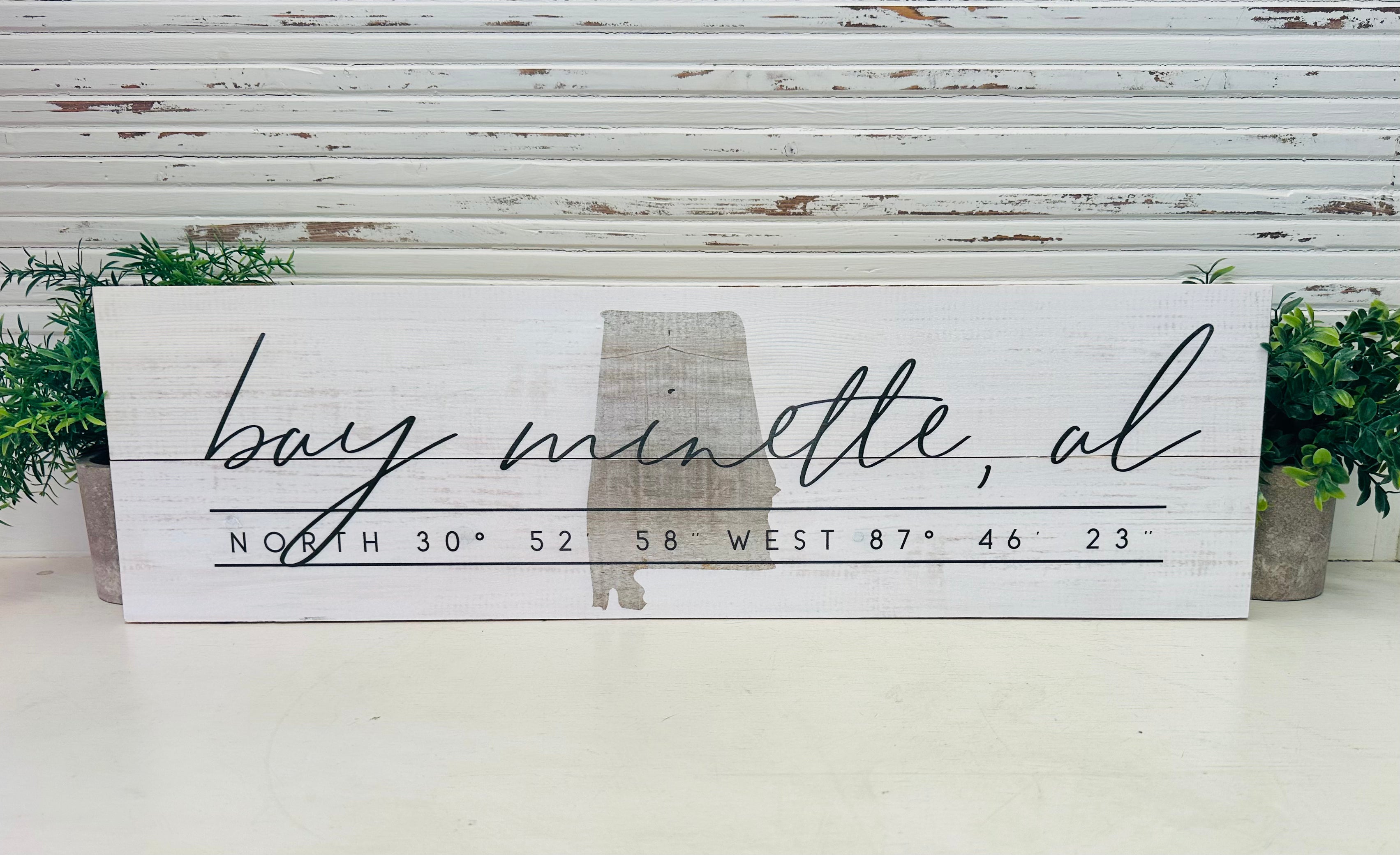 Bay Minette Coordinate Wood Sign