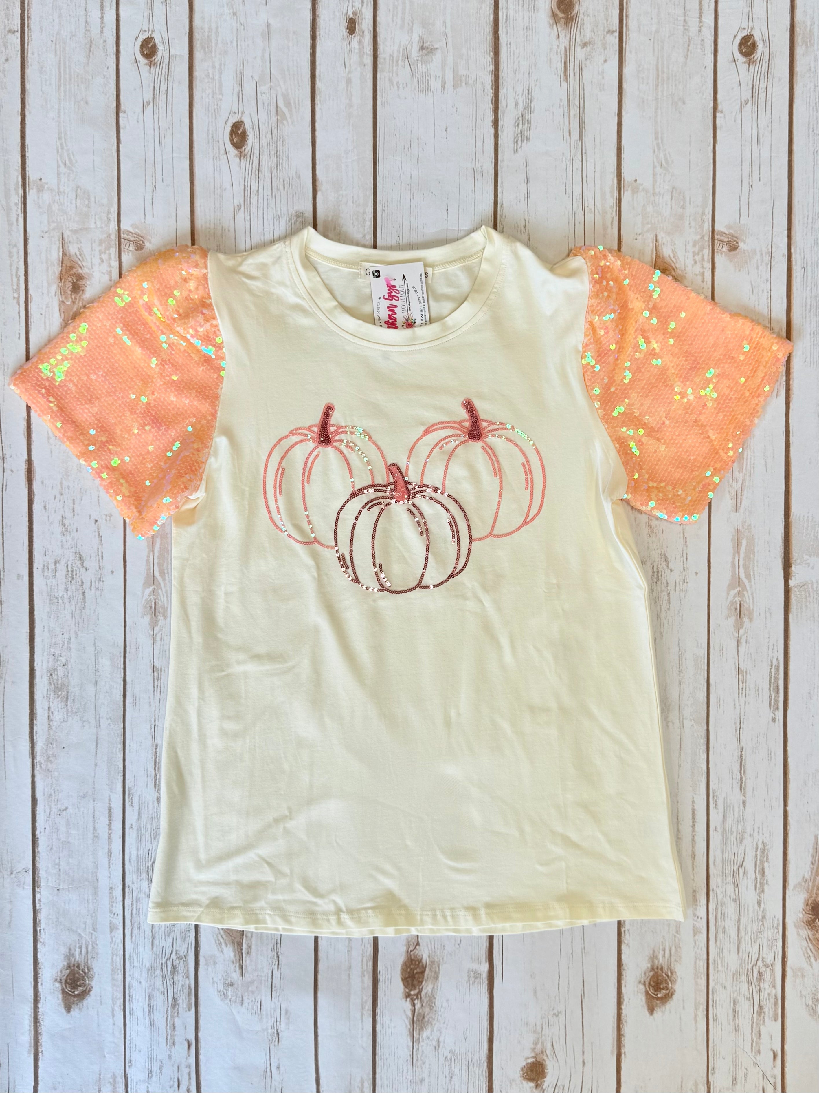 Pumpkin Sequin Top