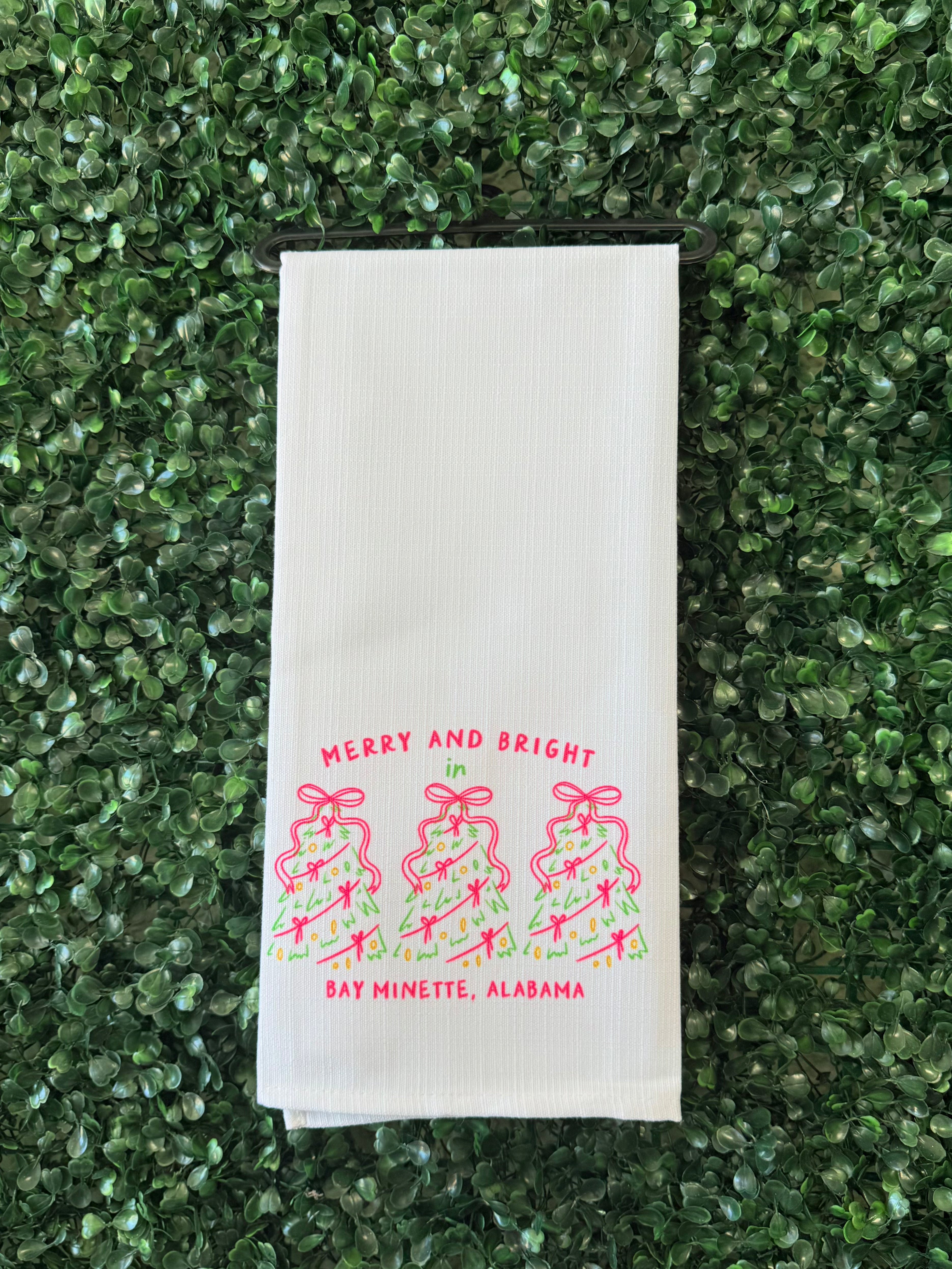 Merry & Bright Bow Tea Towel