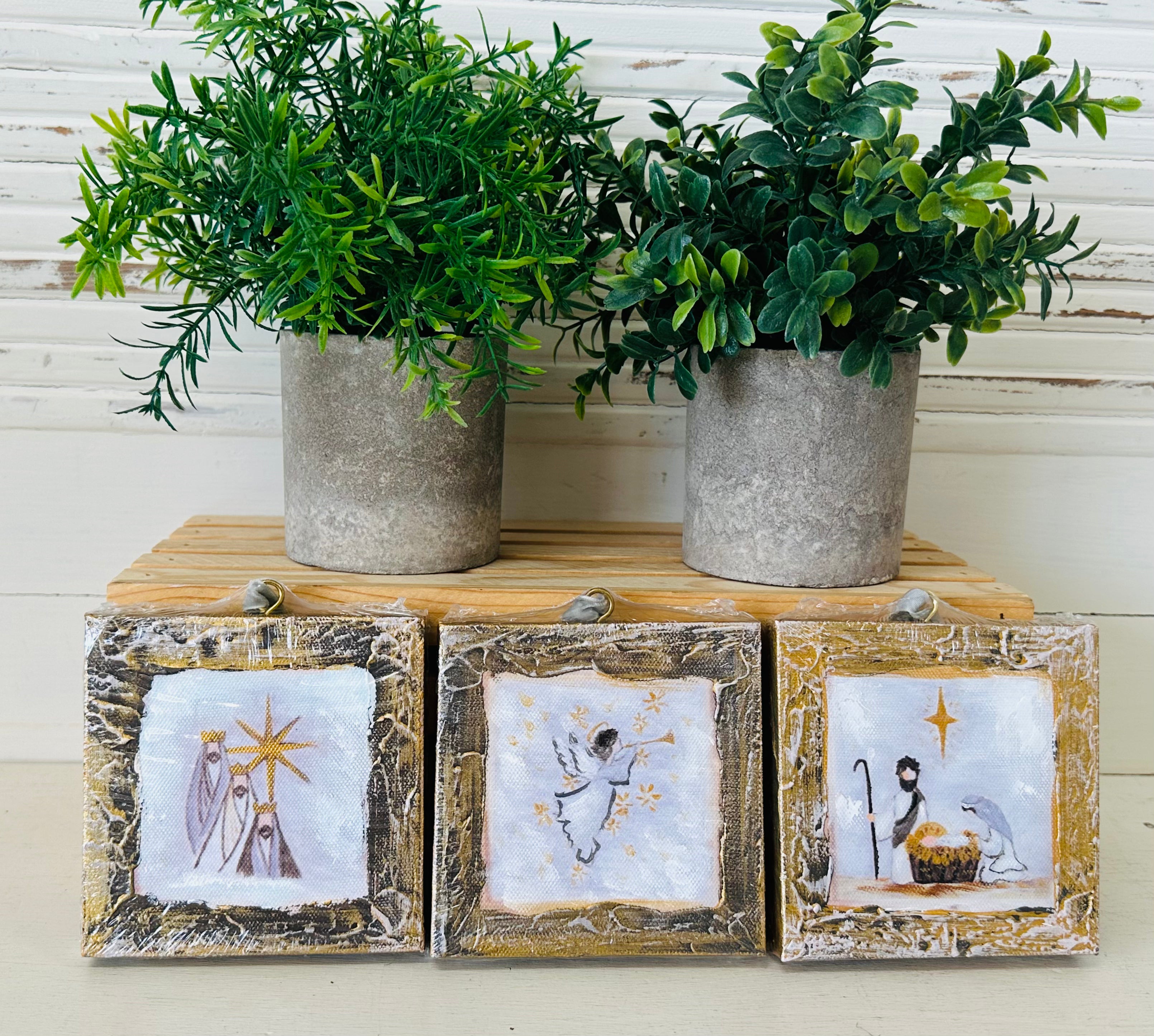Canvas Nativity Ornament