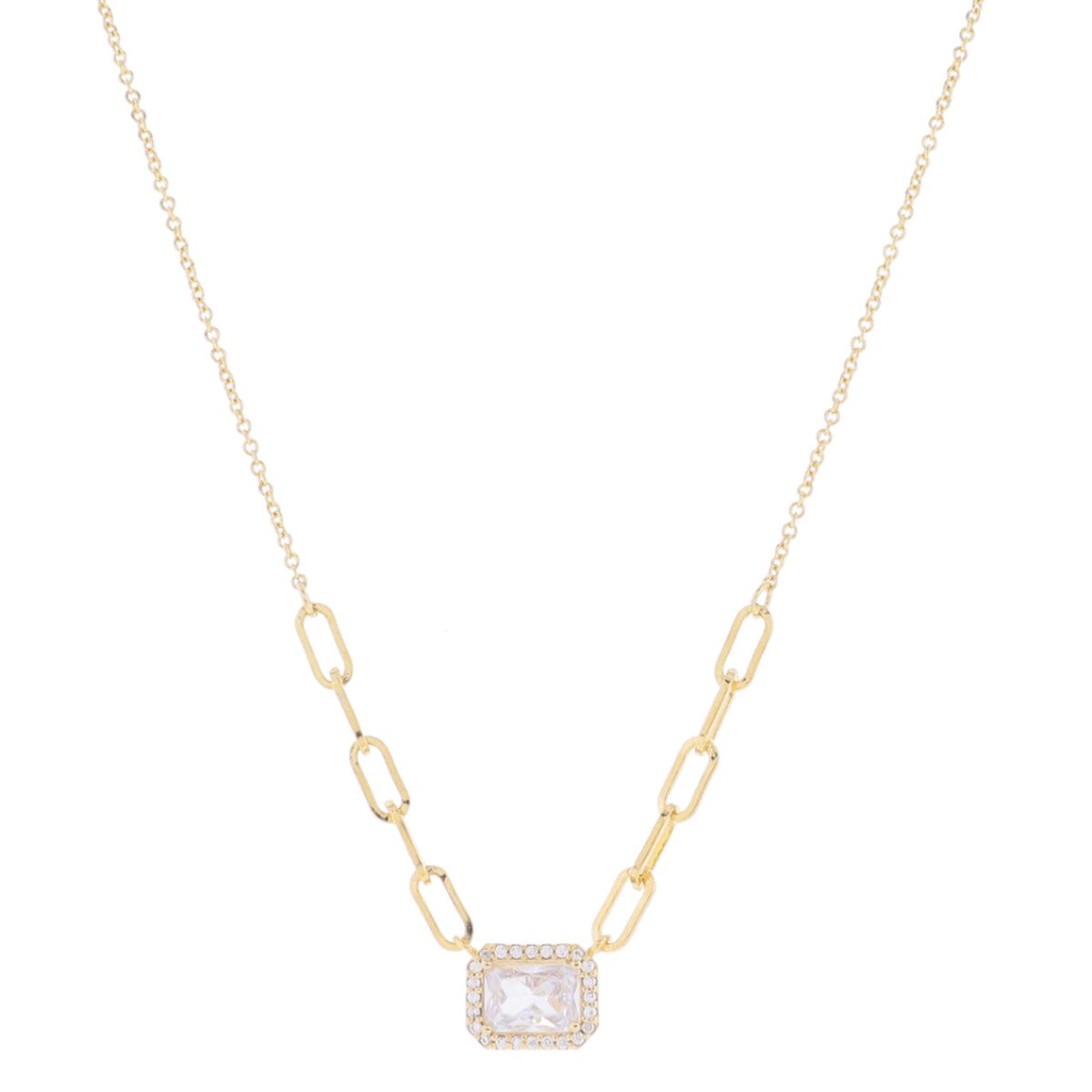 JM Crystal Paperclip Chain Necklace