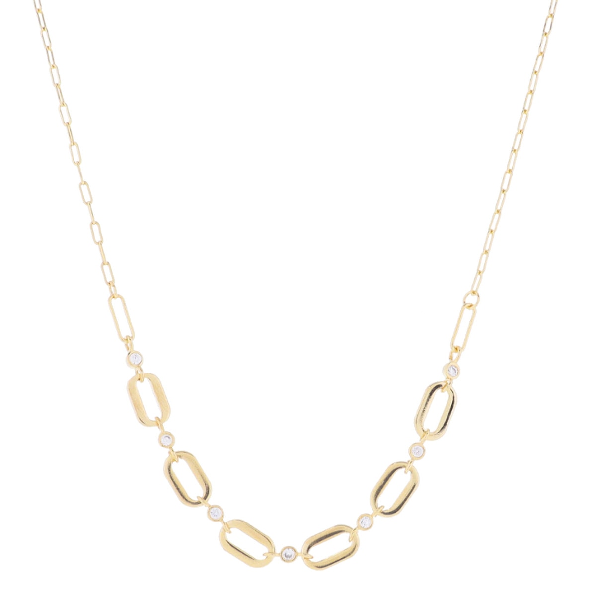 JM Oval Linked Crystal Necklace