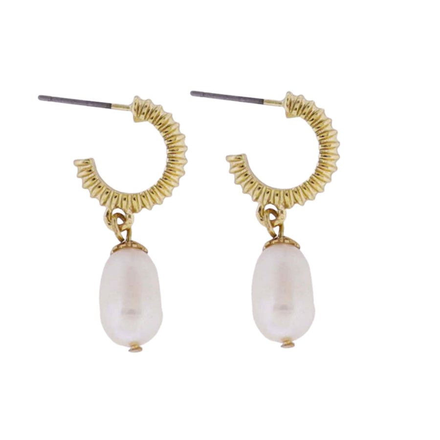 Jane Marie Pearl Huggie Earrings
