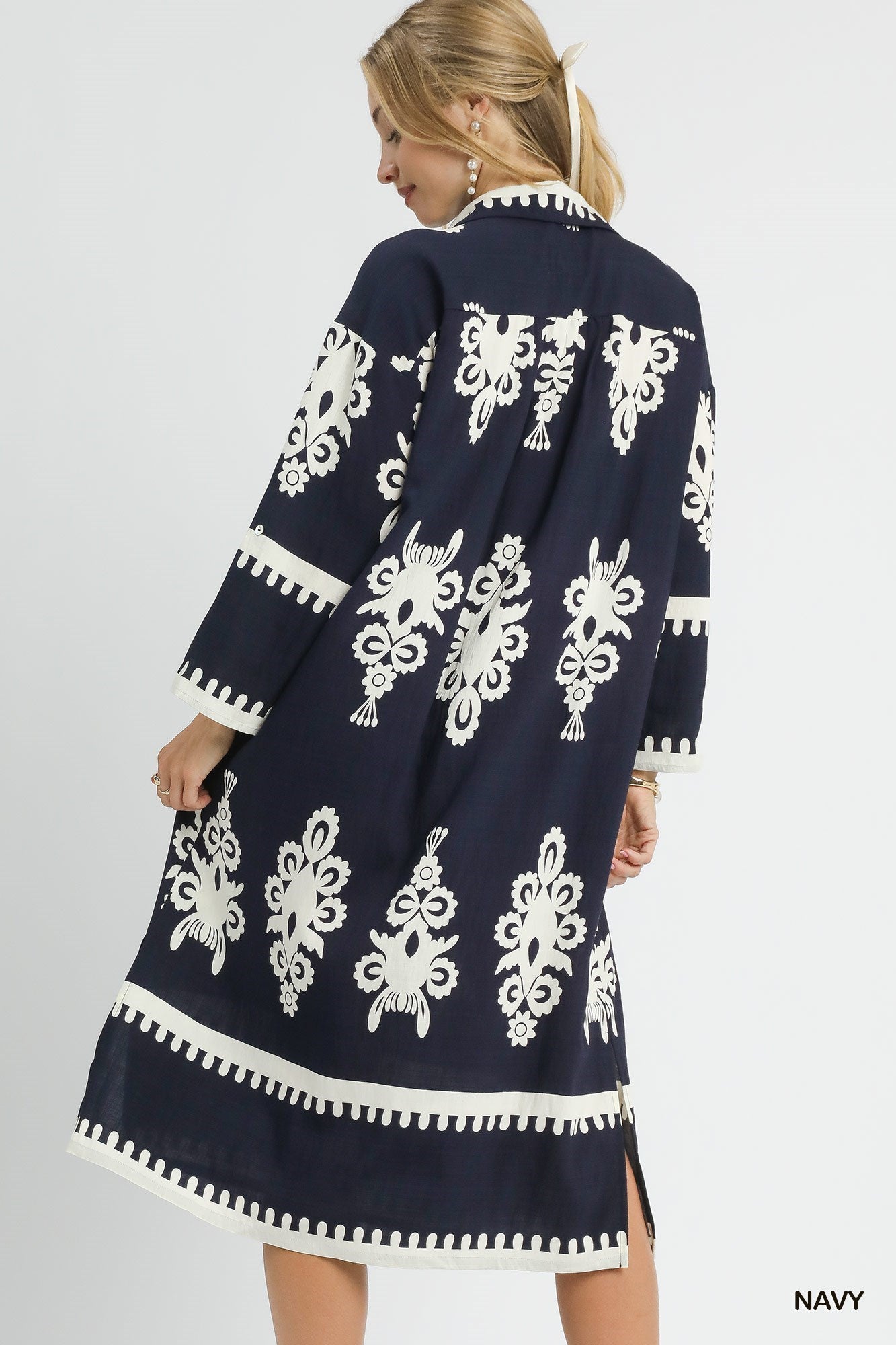 Navy Abstract Midi Dress