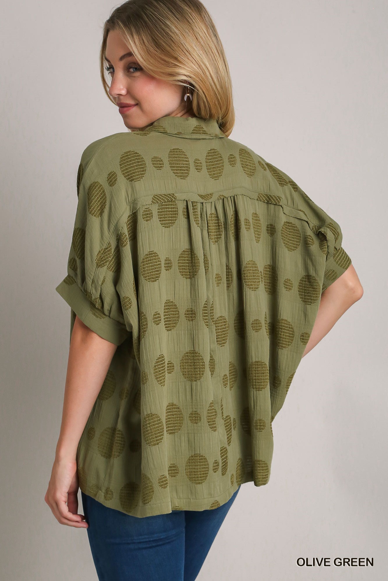 Olive Jacquard Top