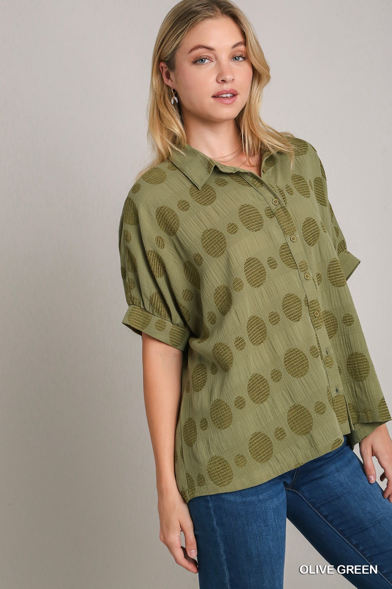 Olive Jacquard Top