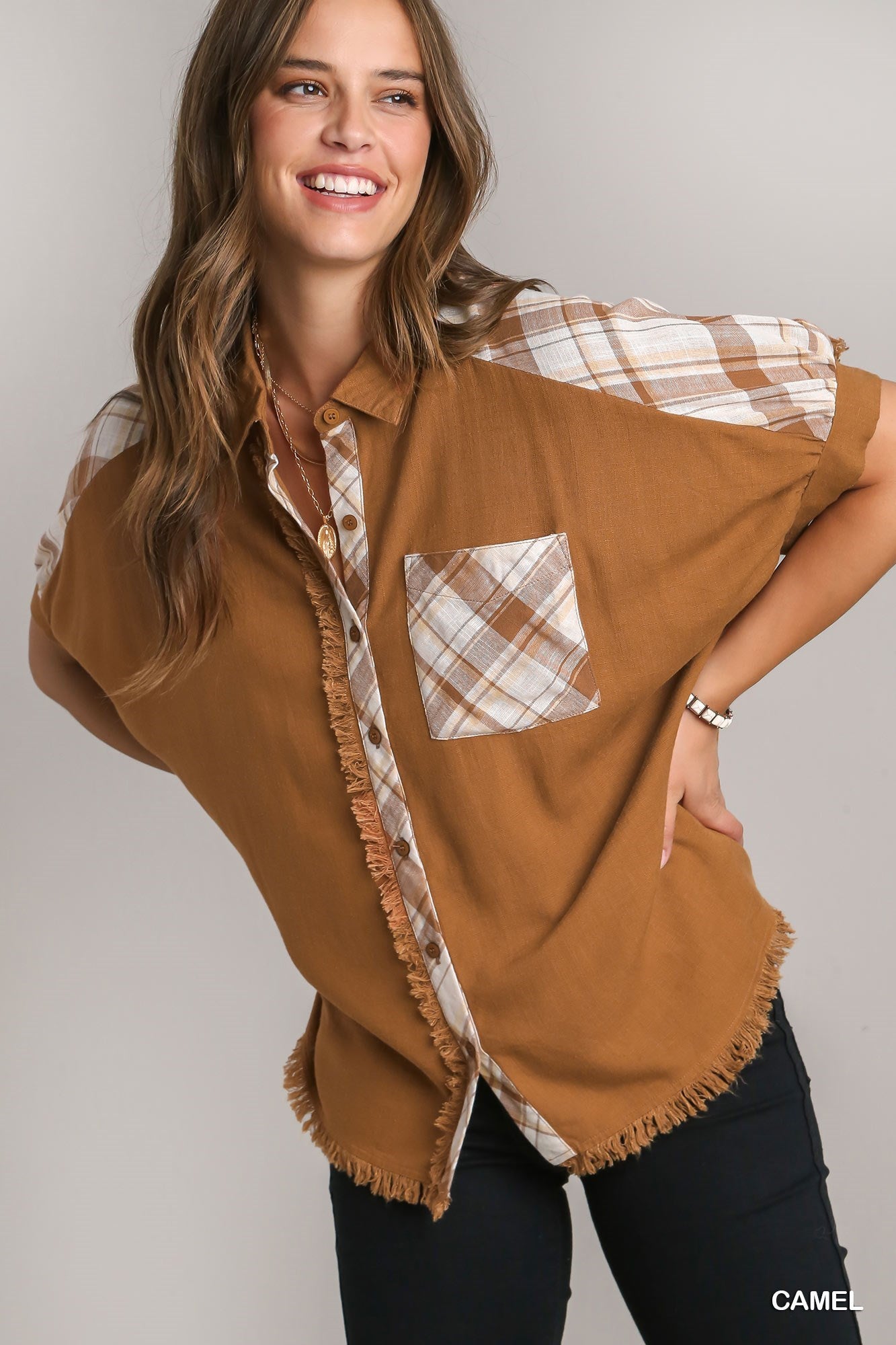 Linen Plaid Top