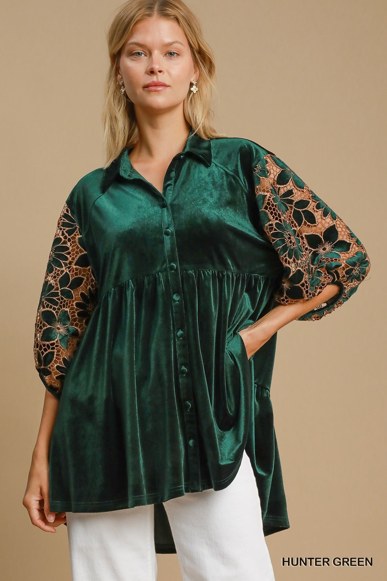 SALE Hunter Green Velvet Tunic