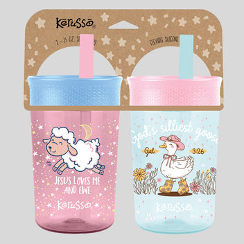 Silicone Straw Cups Set