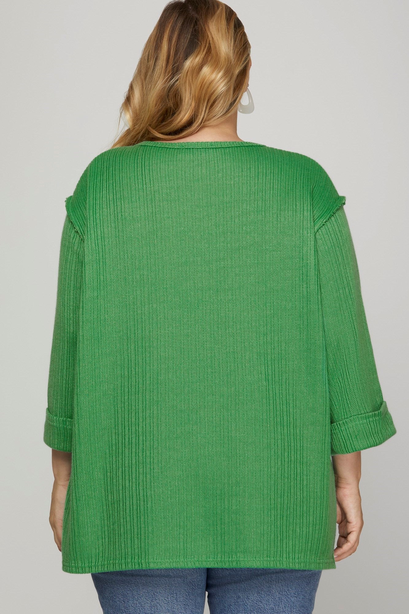 PS Green Folded Sleeve Top