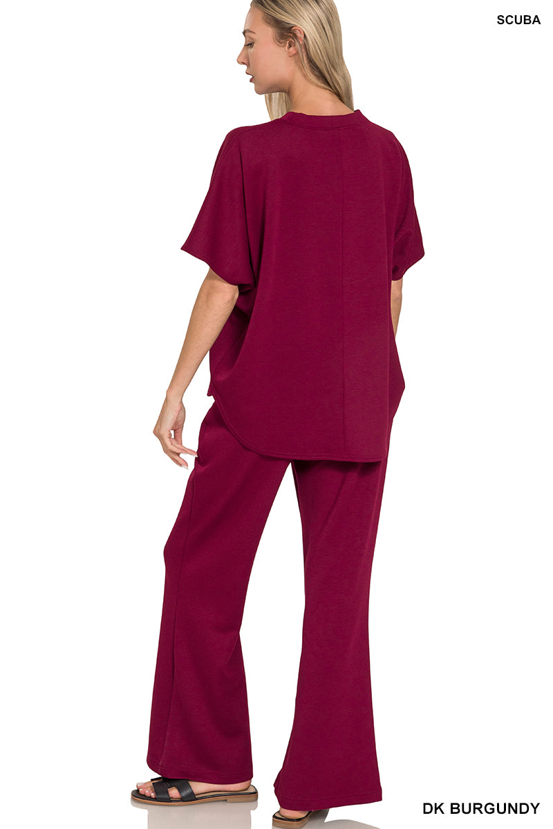 Scuba Curved Hem Pants Set