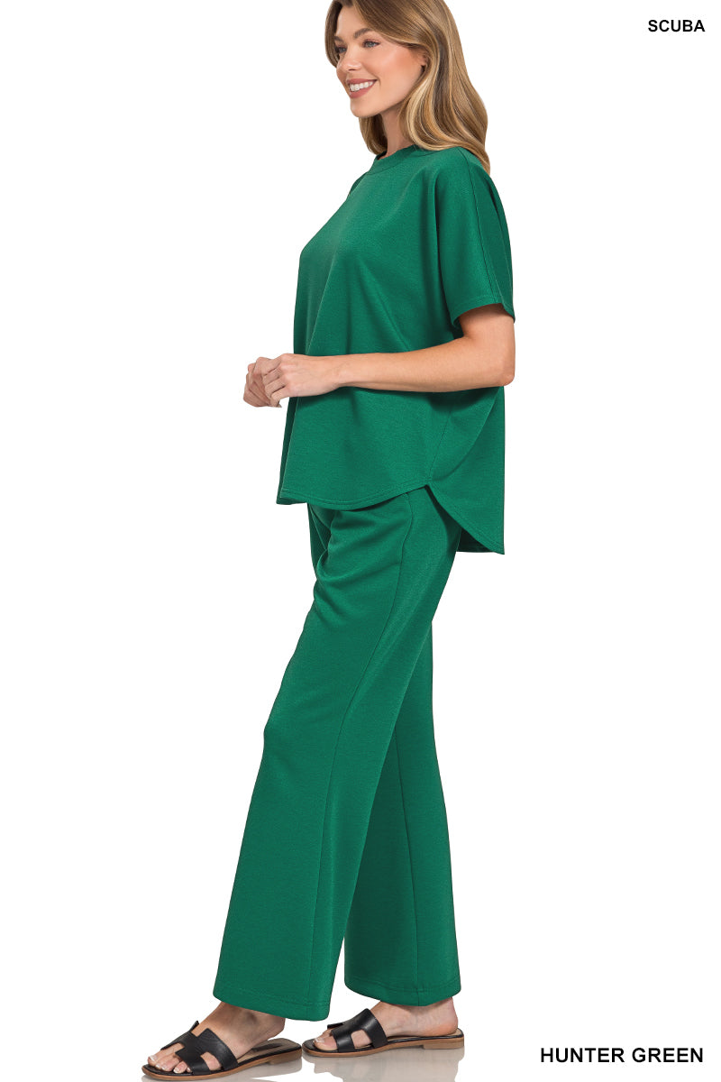 Scuba Curbed Hem Pants Set