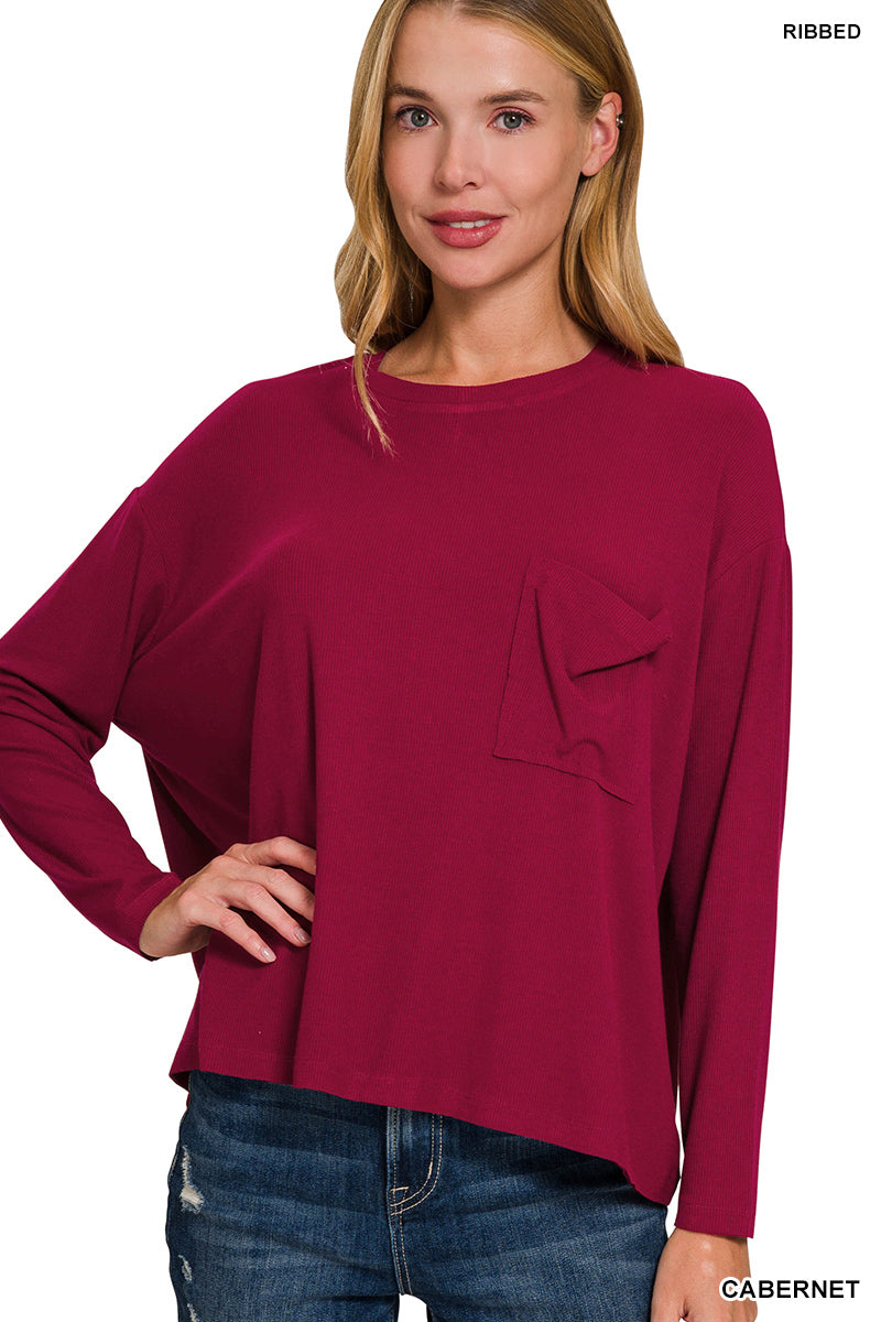 LS Ribbed Dolman Top