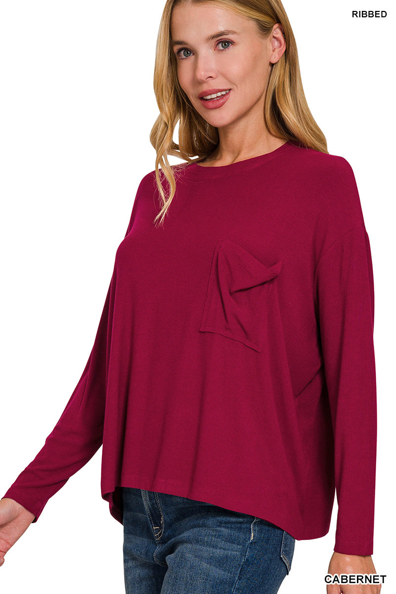 LS Ribbed Dolman Top