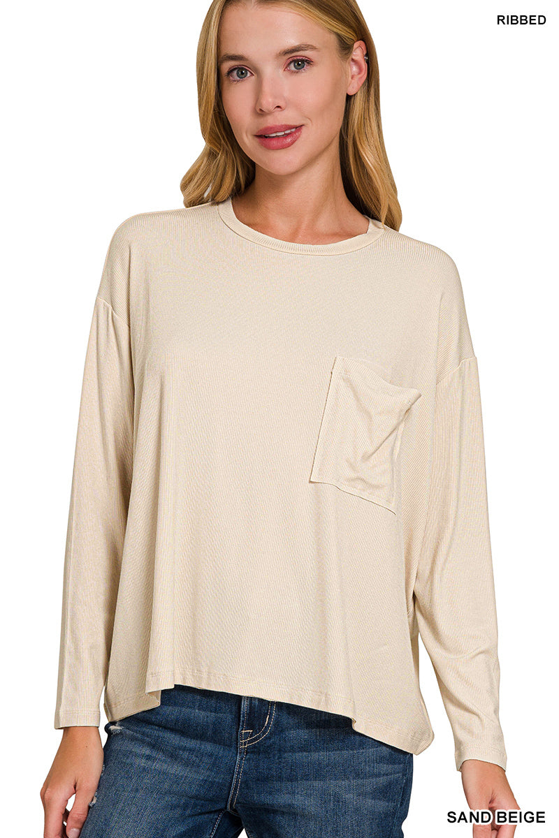 LS Ribbed Dolman Top