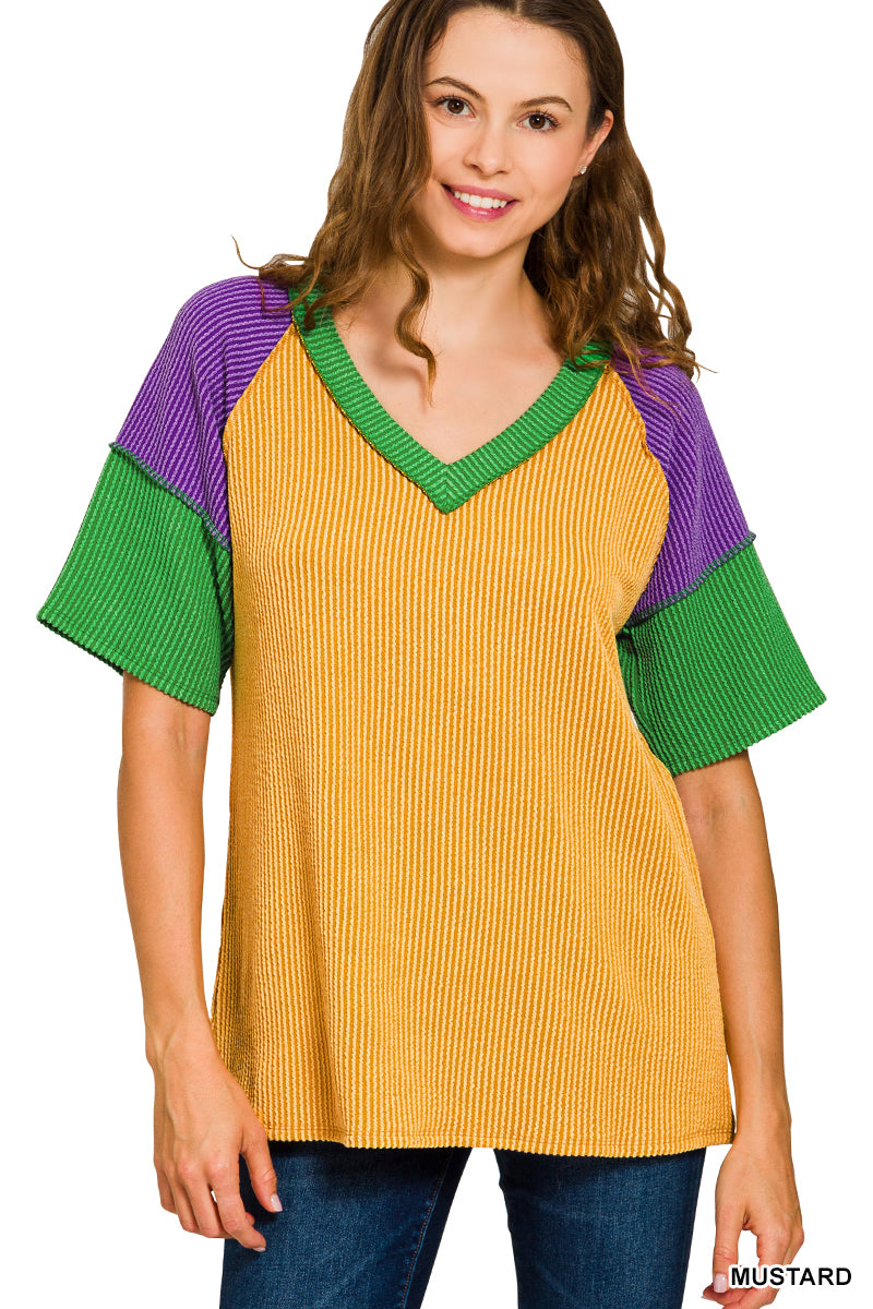 Mardi Gras Color Block Top