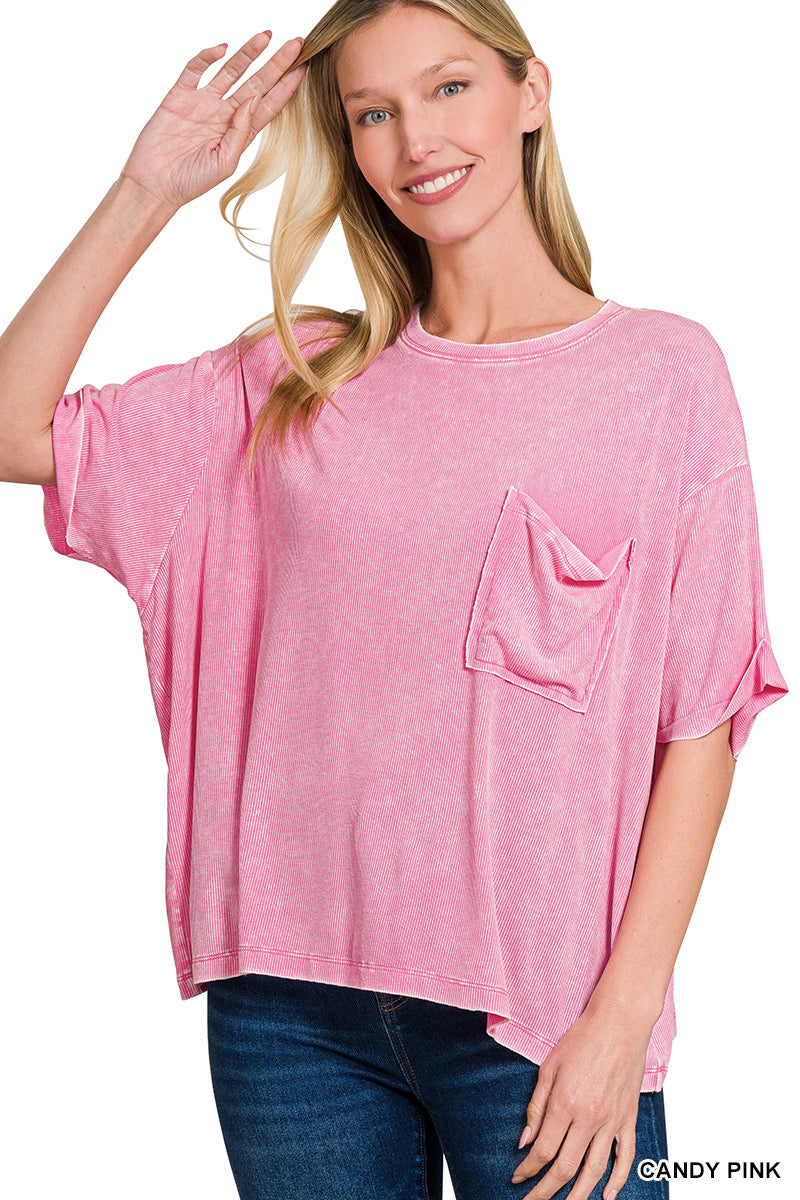 Washed Ribbed Top