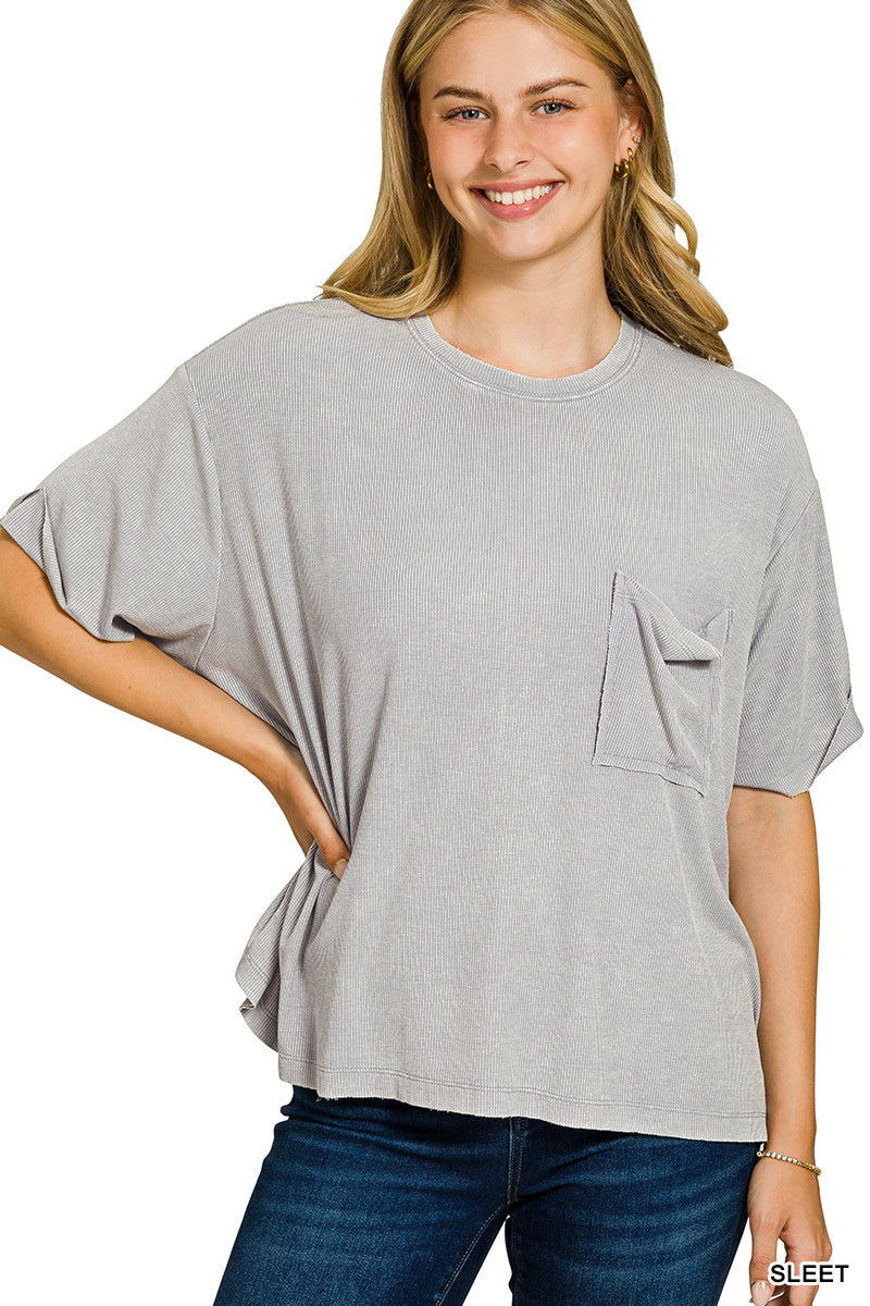 Washed Ribbed Top