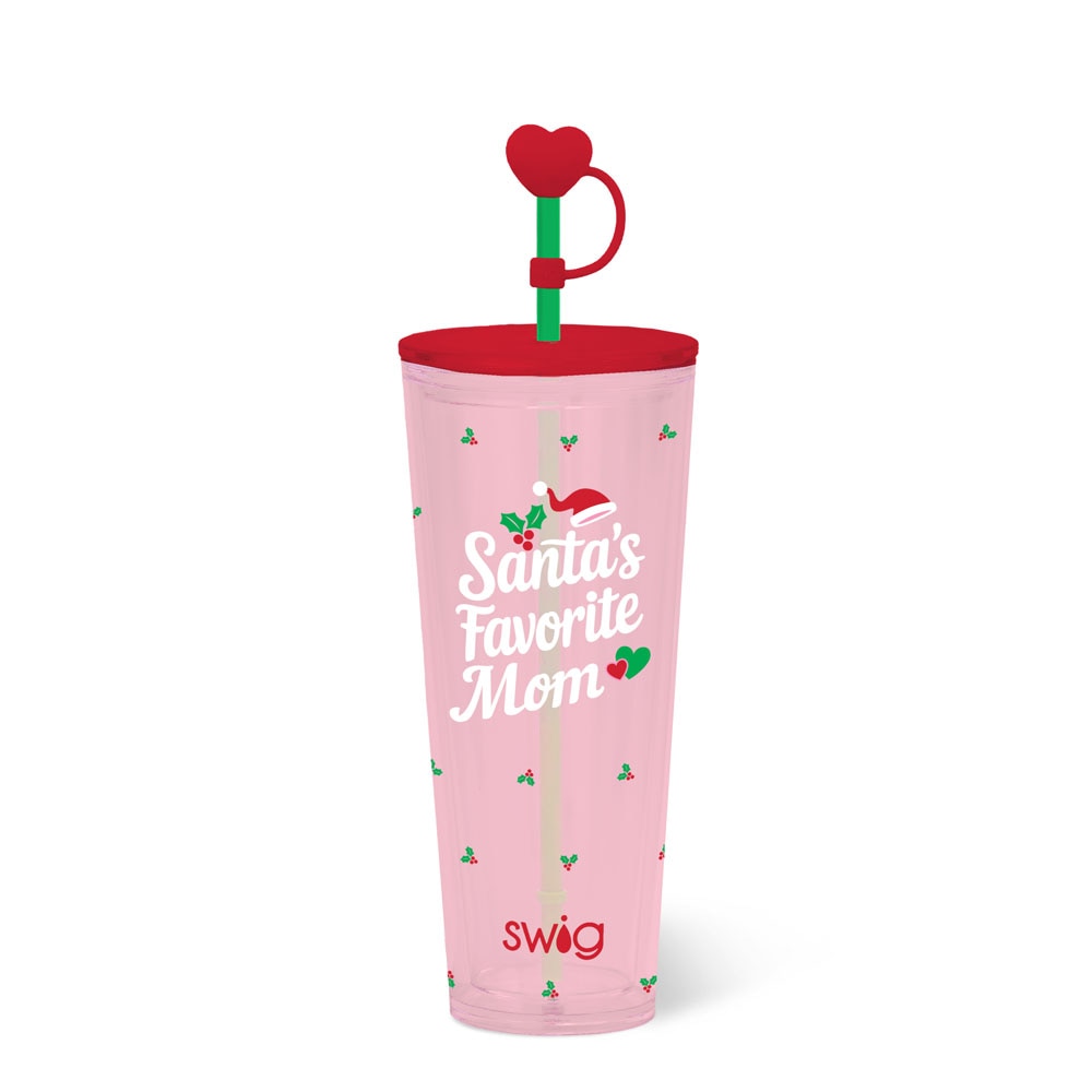 Santa's Favorite Mom Plastic Tumbler 24oz