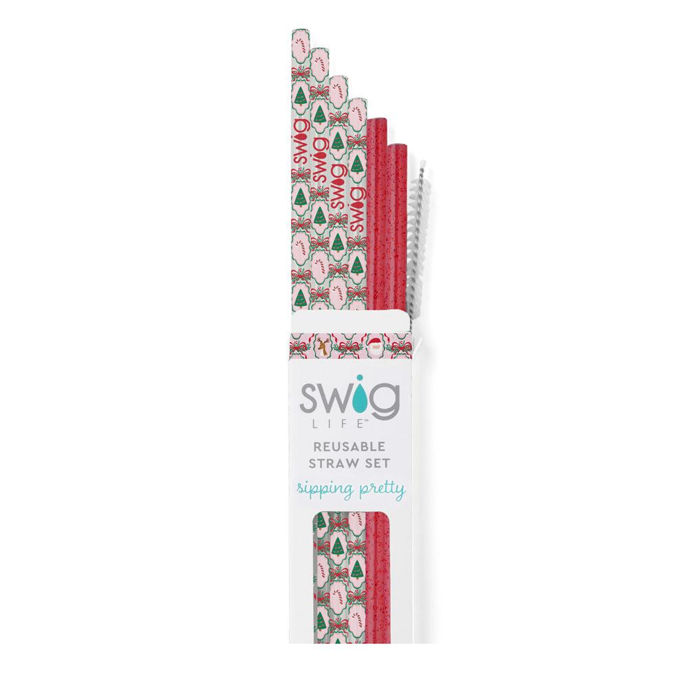 Christmas Cameos Reusable Straw Set