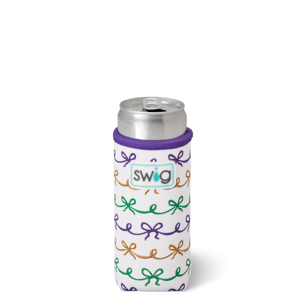 Mardi Gras Bows Slim Can Coolie