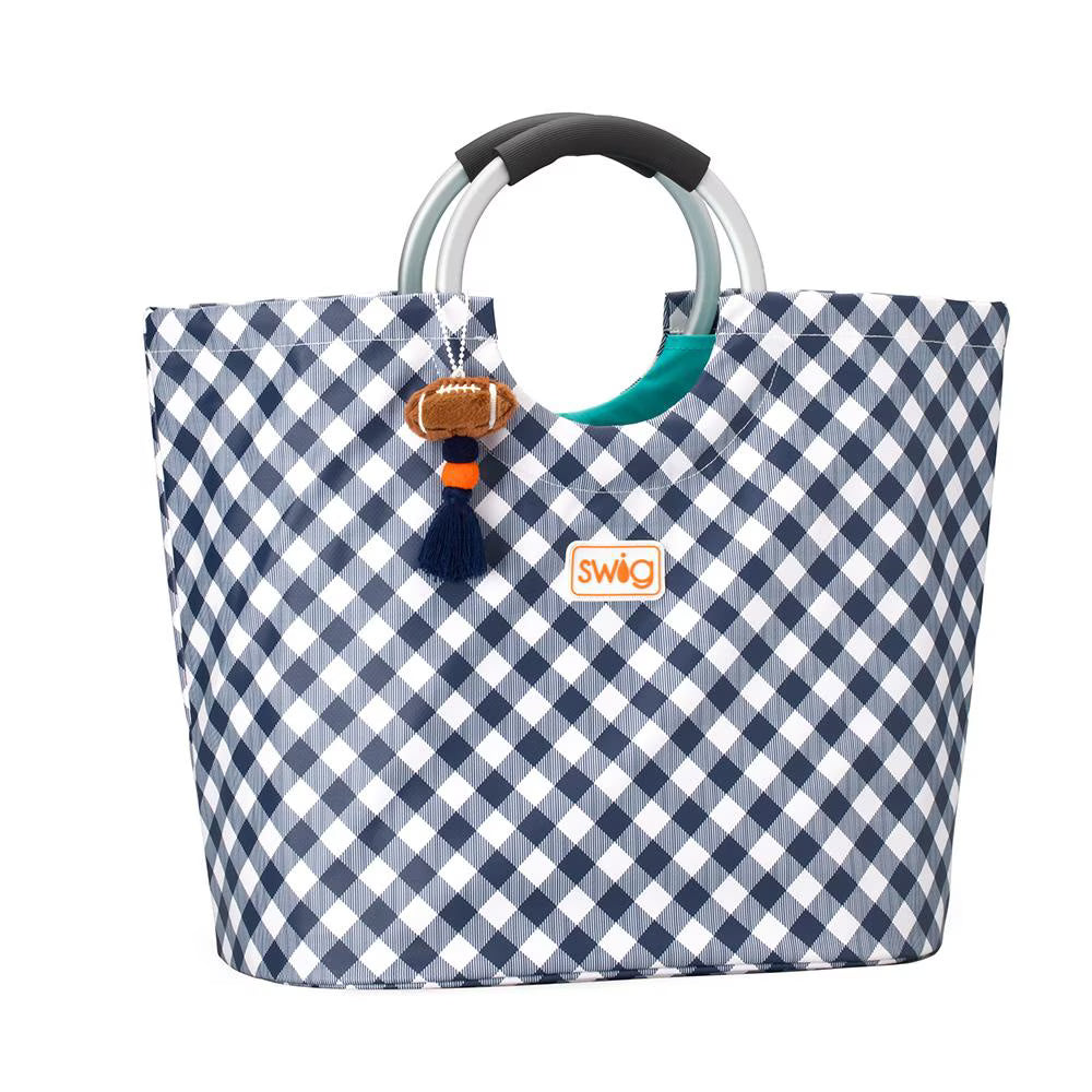 Gameday Gingham Navy/Orange Loopi Tote
