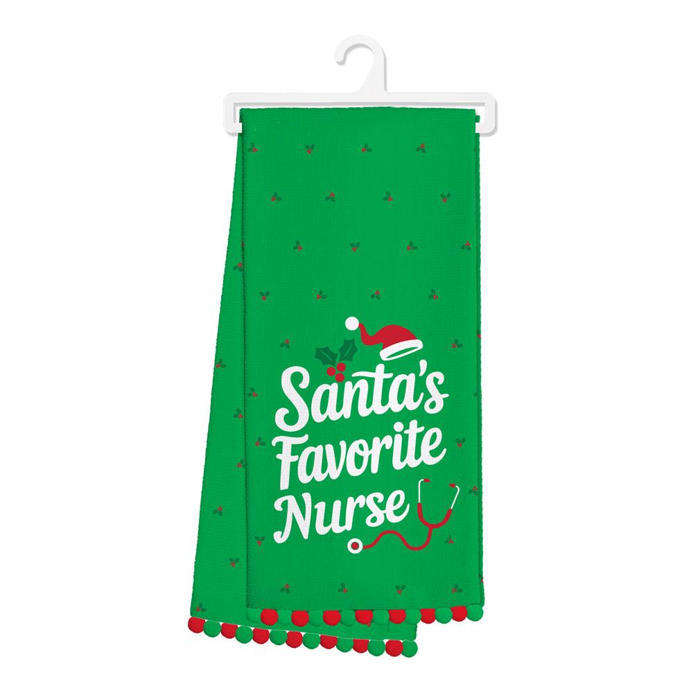 Santa's Favorite Nurse Tea Towel