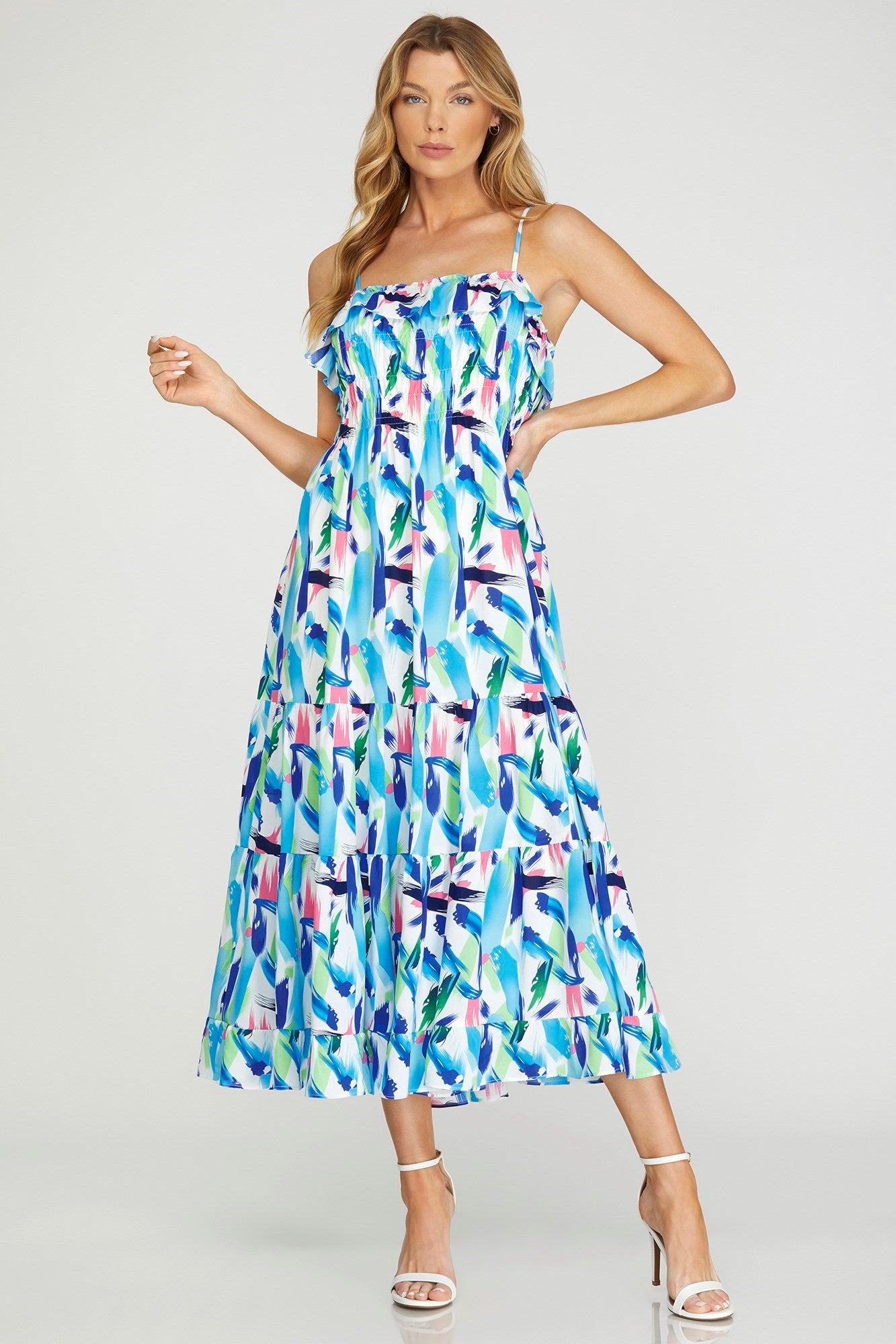 Multi Striped Midi Dress