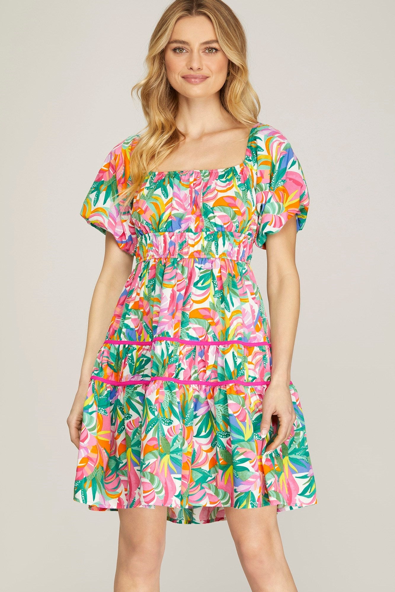 Floral Square Neck Dress