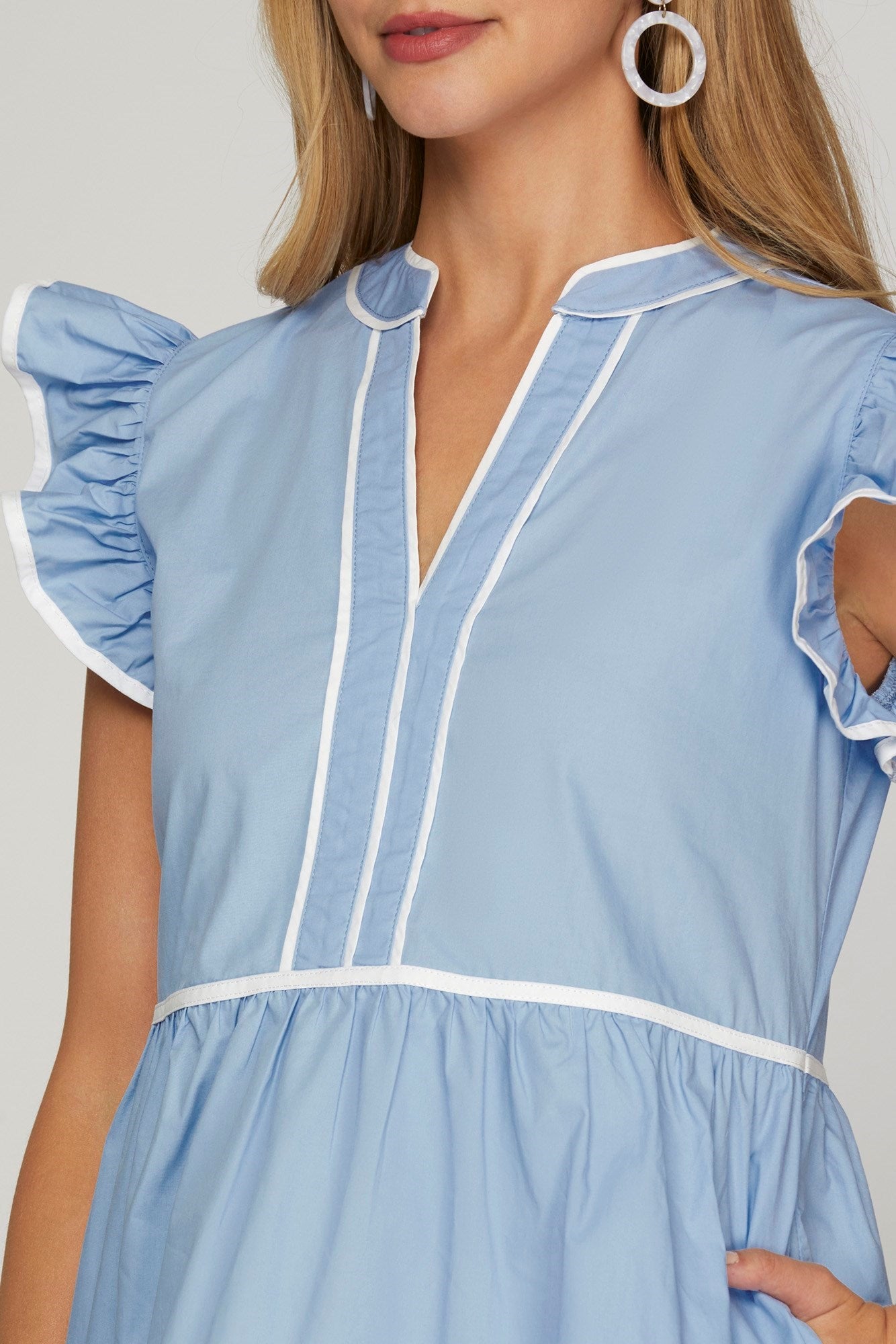 Light Blue Piping Dress