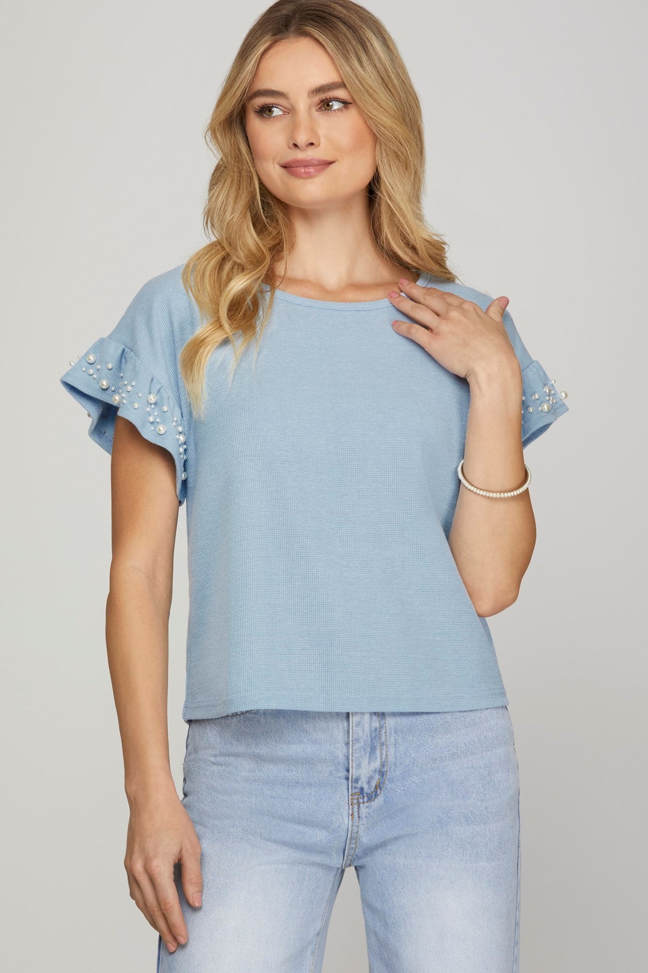 SALE Lt Blue Pearl Top