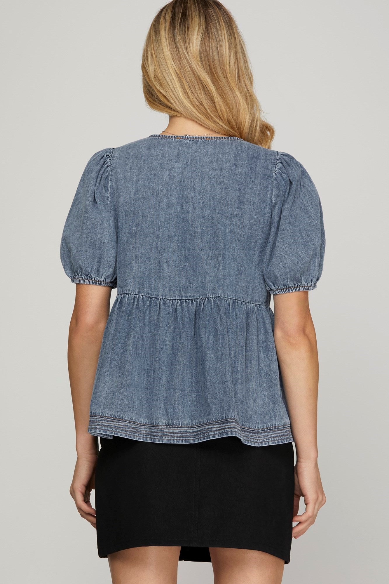 Denim Bow Top