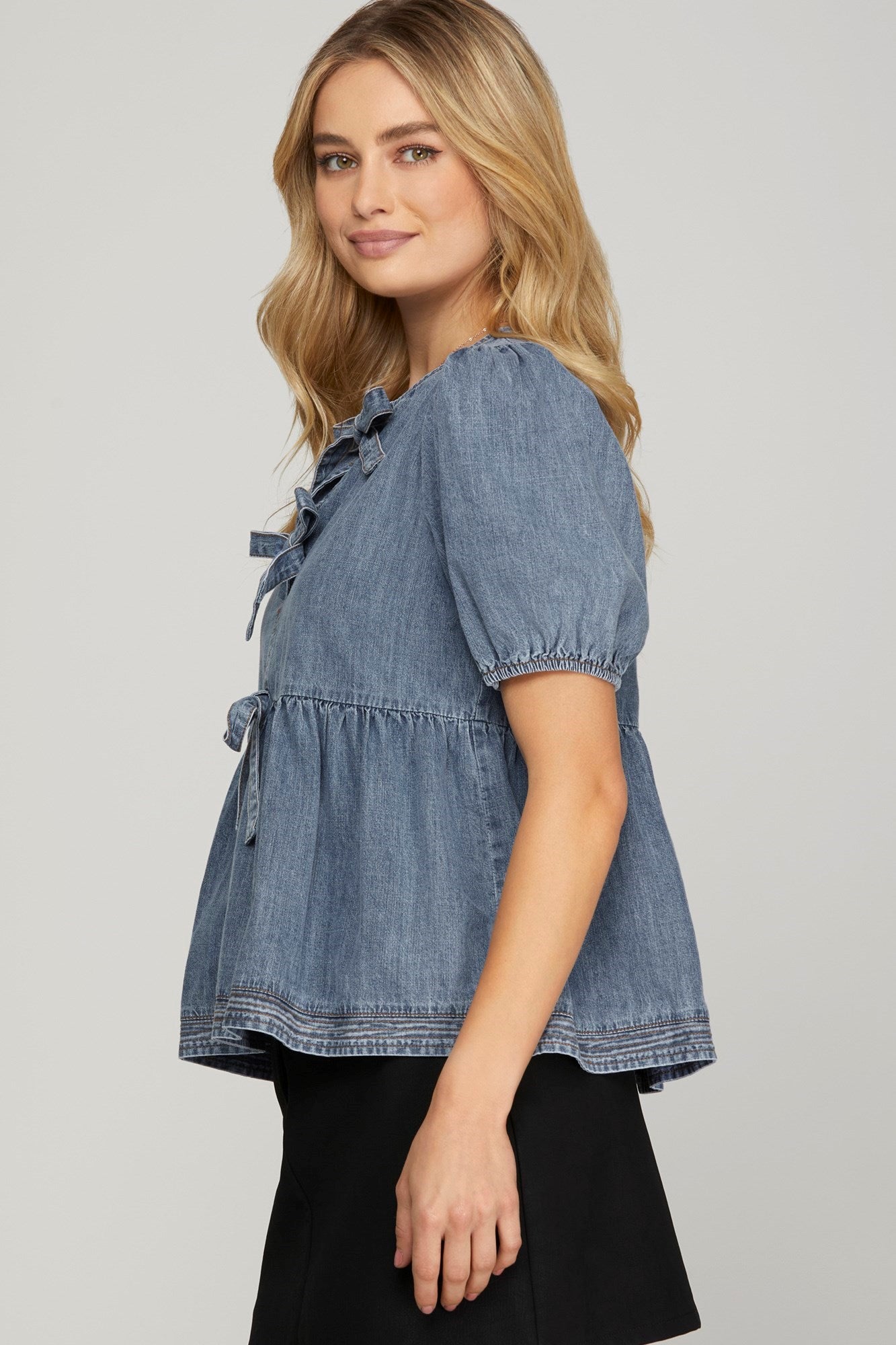 Denim Bow Top