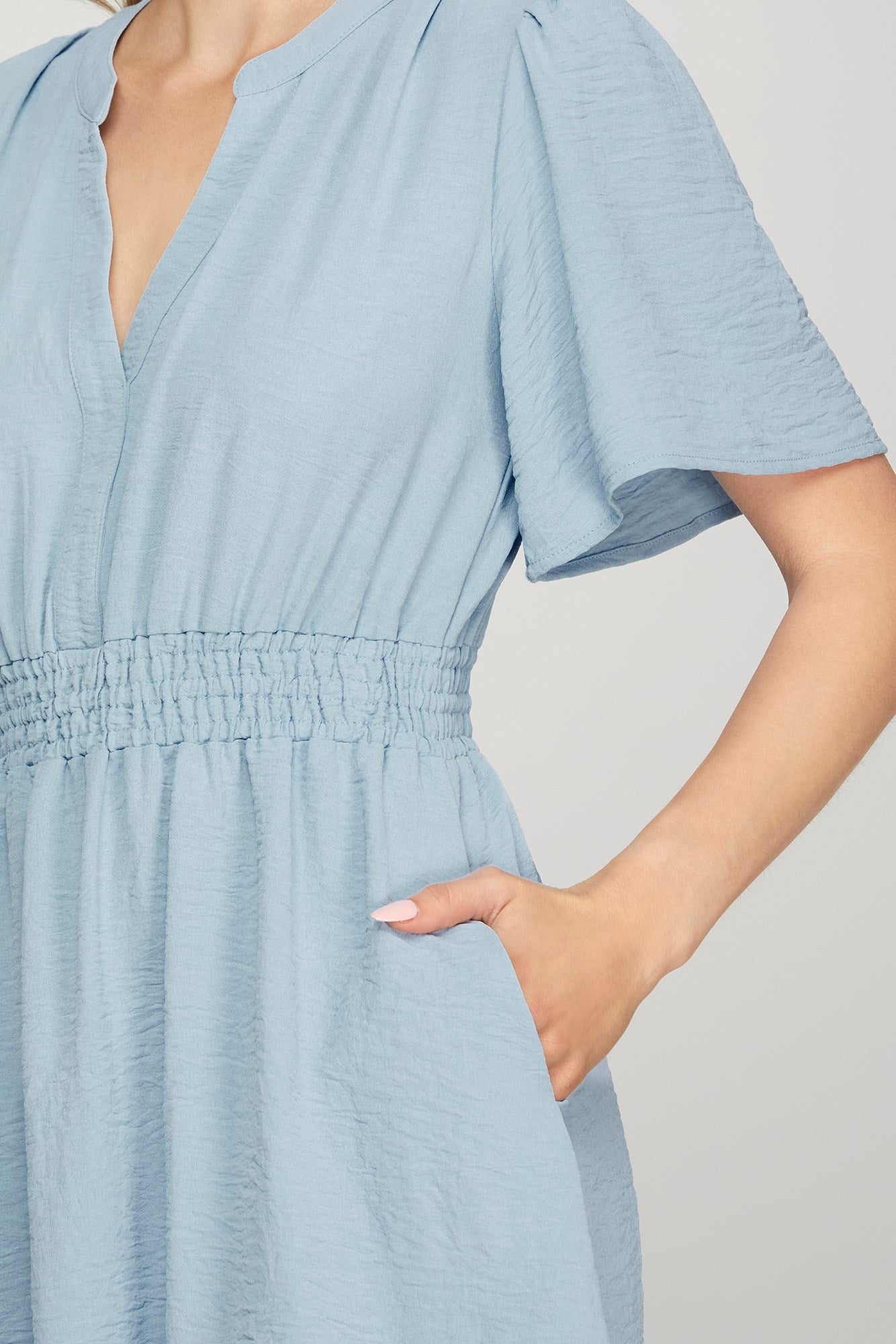 Light Blue Bell Sleeve Dress