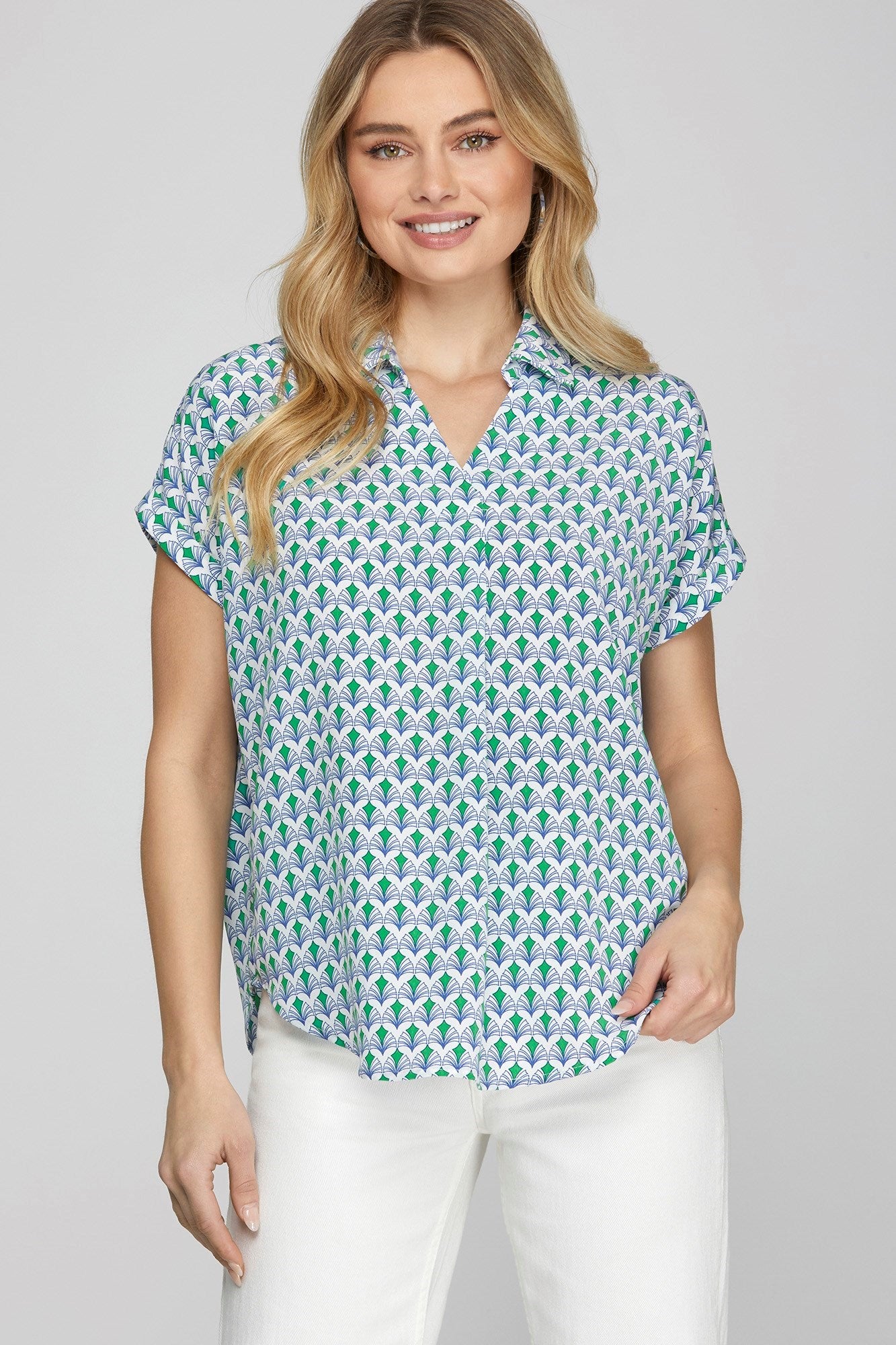SALE Green Collared Top