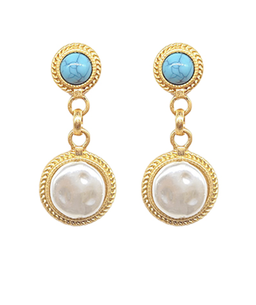 Turquoise Pearl Earrings