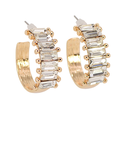 Baguette Stone Hoops