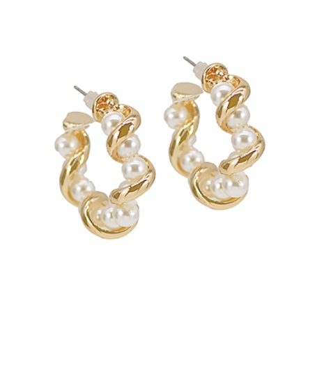 Twisted Pearl Hoops