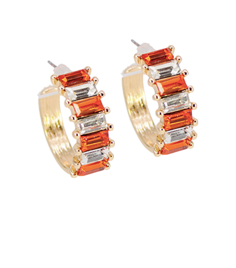 Baguette Stone Hoops