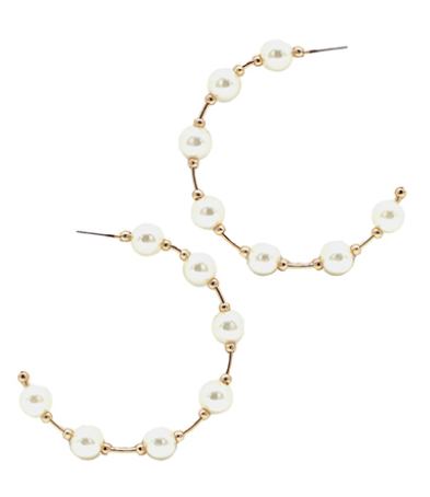Wire Round Pearl Hoops