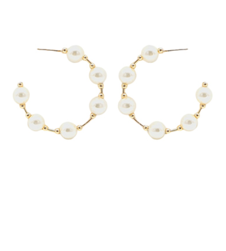 Wire Round Pearl Hoops