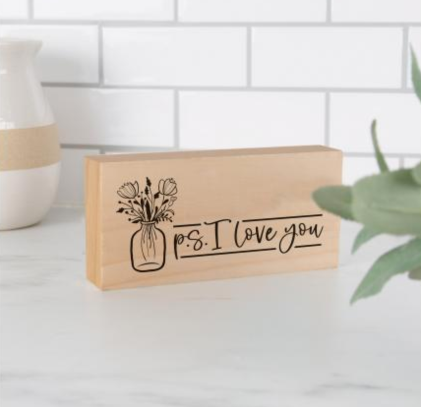 I Love You Wood Block