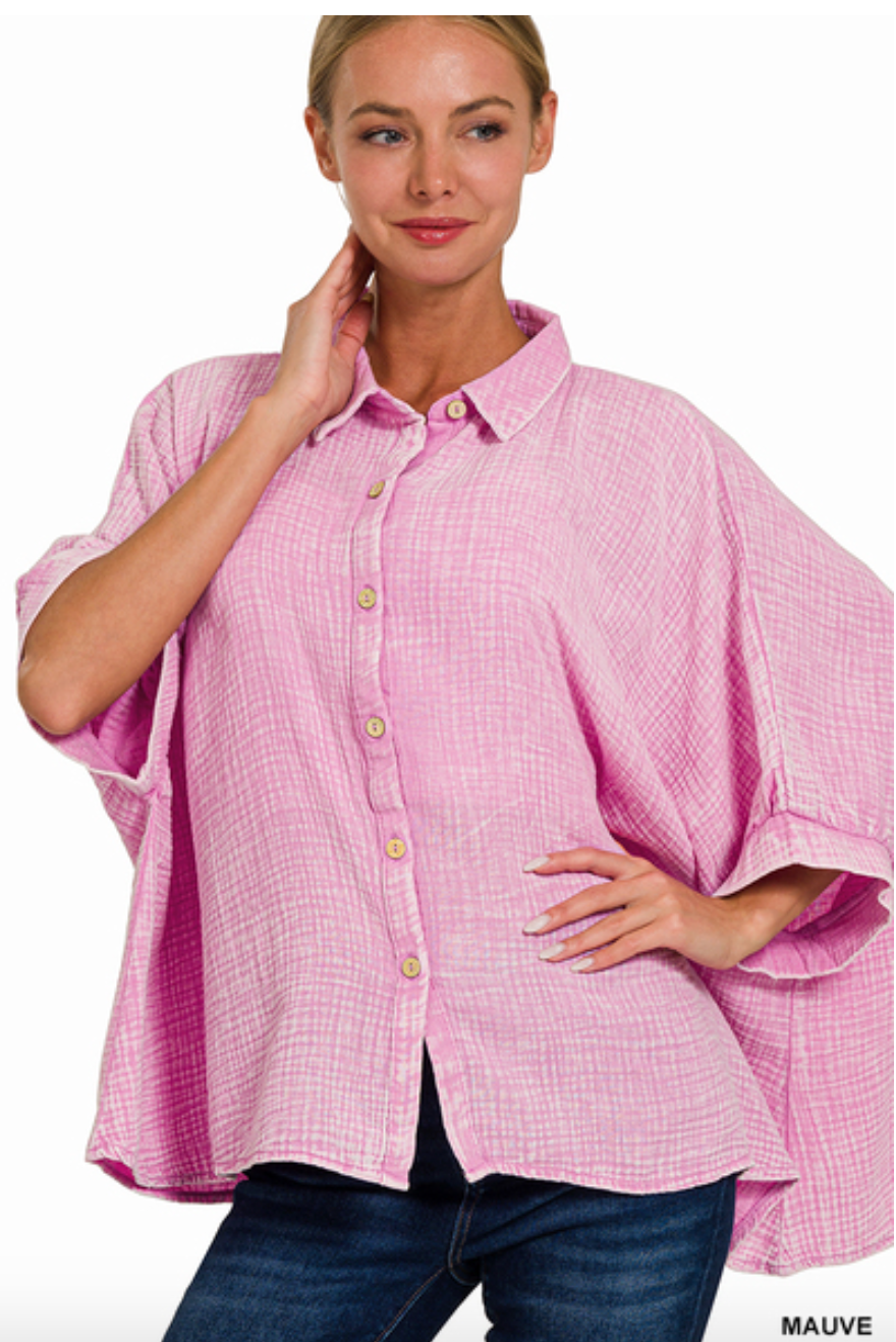 Gauze Button Down Top